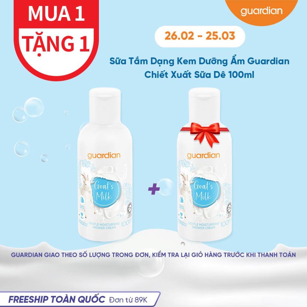 SỮA TẮM DẠNG KEM DƯỠNG ẨM GUARDIAN GOAT'S MILK MOISTURISING CHIẾT XUẤT SỮA DÊ 100 ML