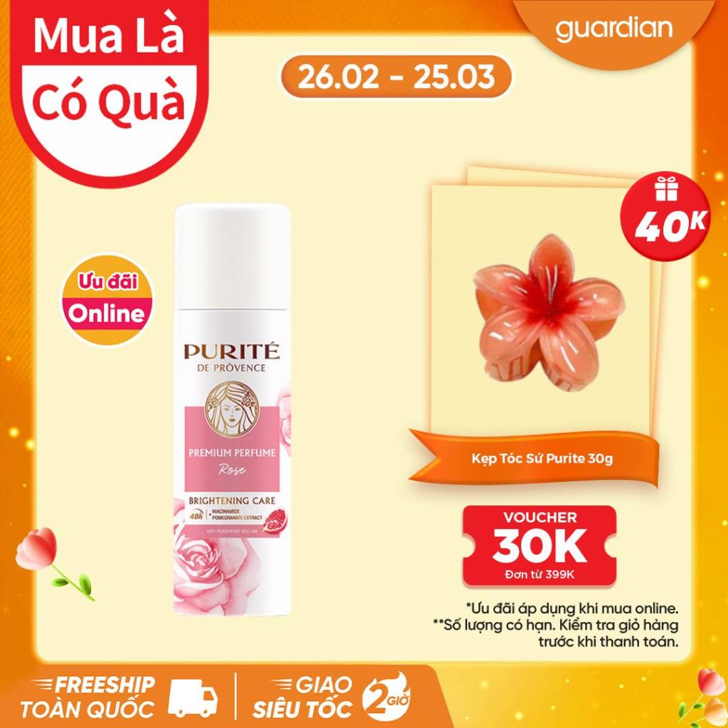 Xịt Khử Mùi Sáng Da Và Se Khít Lỗ Chân Lông Purite Hương Hoa Hồng 140ml