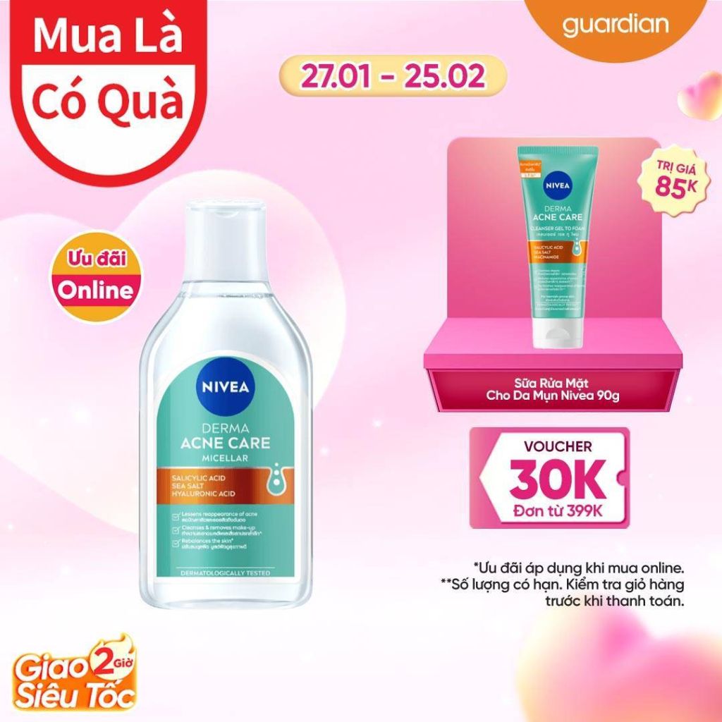 Nước Tẩy Trang Chăm Sóc Da Mụn Nivea Derma Acne Care Micellar 400Ml