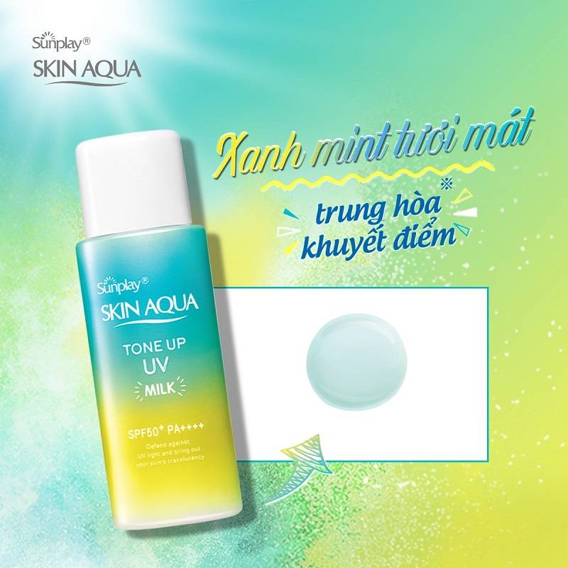 sua-chong-nang-hieu-chinh-sac-da-sunplay-skin-aqua-tone-up-uv-milk-mint-green-spf50-pa-50gr